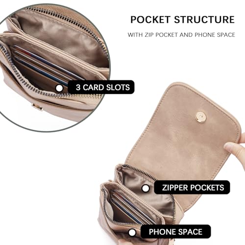 BOSTANTEN Vegan Leather Crossbody Bags for Women Designer Cell Phone Bag Wallet Purses Adjustable Strap - color: A-08-pale Brown