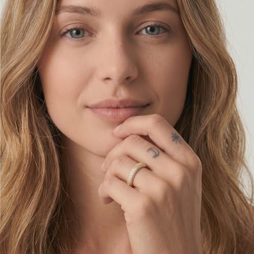 Cross Ring 14K Gold Plated 925 Silver with CZ, Stackable Rings - color: Multi CZ 14K Gold, size: 5