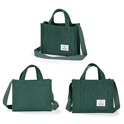 WantGor Tote Bag for Women, Corduroy Crossbody Bags Shoulder Handbag Small Satchel Hobo Bag Purse - color: Green
