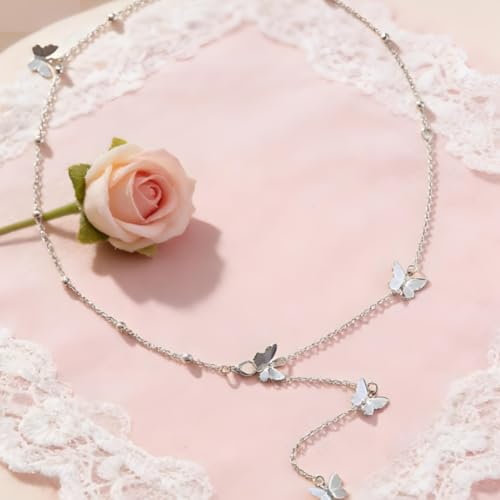 Rhinestone Back Chain Necklace for Women Bridal Wedding Sexy Rhinestone Backdrop Chain Waist Belly Chains Trendy Body Chains Jewelry - style: D-SilverC