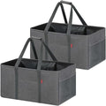 LHZK 2 Pack Extra Large Utility Tote Bag with Metal Wire Frame and the Sides Rinforced, Extra Large Tote Bag with Handle, Reusable Grocery Bags Foldable, Beach Bag, Car Tote (Gray, 26''x15''x13'') - color: Dark Gray, size: 26''x15''x13''-2 Pack
