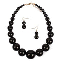 Fuqimanman2020 Chunky Large Simulated Pearl Choker Necklace Drop Dangle Earrings Crystal Bib Big Round Beaded Strand Multicolor Costume Statement Wedding Jewelry Set for Women Brides - color: Black