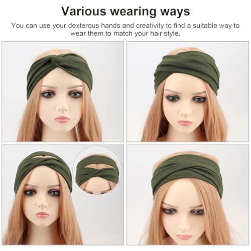 DRESHOW 8 Pack Headbands for Women Yoga Knotted Headbands Elastic Criss Cross Hair Accessories Sports Head Wrap Non Slip - color: 8 Pcs Cross Knotted A