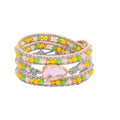 YGLINE Natural Stone Beaded Healing Wax String 5 Wraps Bracelets - color: pink
