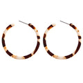 BaubleStar Tortoise Shell Resin Hoop Earrings Fashion Jewelry - color: White