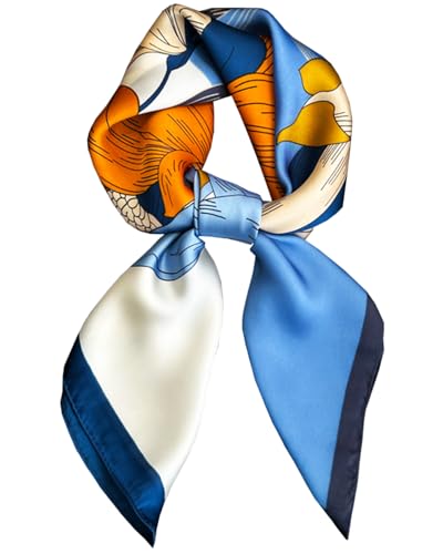 Satin Bandana Headscarf for Women Silky Hair Scarves for Fashion Lightweight - color: 12-blue Magnolia