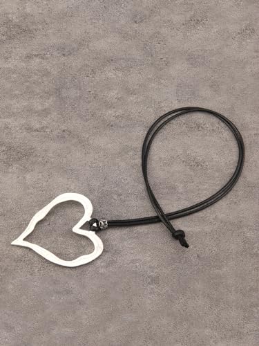 Jeilwiy Leather Necklace for Women Funky Necklace Choker String Cord Necklace with Pendant Boho Style Jewelry - style: Heart Pendant