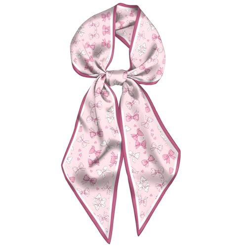 Head Hair Scarf Neck Silk Feeling Scarves Long Thin Satin Fashion Handbag Cute Decoration Women Girls 59 * 6.7'' - color: O-15-pink