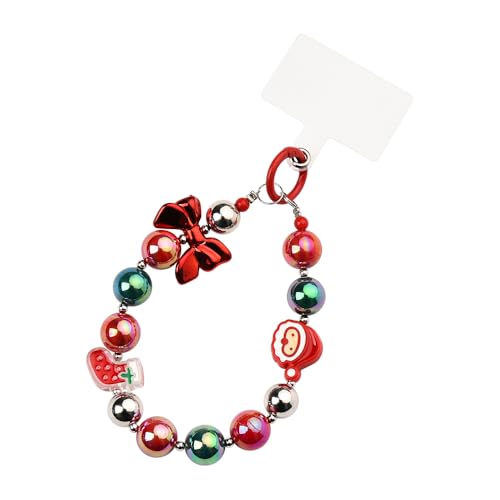 YangQian Phone Accessories Beaded Wrist Strap Case Lanyard Decoration Wristlet Keychain - color: Christmas Phone Keychain