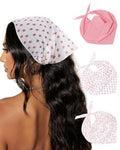 AWAYTR 3Pcs Hair Bandanas Head Kerchief for Women Girls Tie-Back Boho Hair Scarf Headband Bandana Triangle Head Scarf - color: Red Grid + Strawberry + Flowers