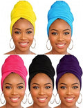 Head Wraps for Black Women, Breathable Headwrap Soft Long Hair Wraps Wide Headscarves for Locs Braids - color: 5pcs-(black,purple,rose Red,yellow,sky Blue)