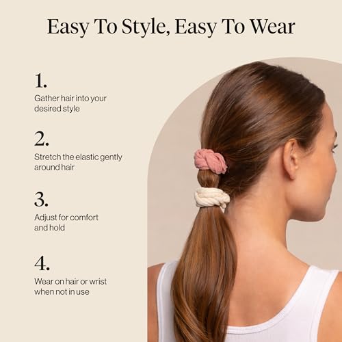 Kitsch Petal Hair Ties No Damage - Strong, Stretchy & Snag-Free Hair Bands | Soft Fabric Ponytail Holders, Stylish Elastics for Everyday Hairstyles | Ideal Gifts for Women - Blush, 10pcs - color: Blush Petal (Pack of 10)