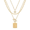 Paxuan Dainty Gold 3-Layer Personalized Initial Necklace for Women - 18K Gold Layered Letter Pendant Necklace Adjustble Paperclip Chain Choker Necklace Jewelry Gifts with Star Charm - style: Letter K