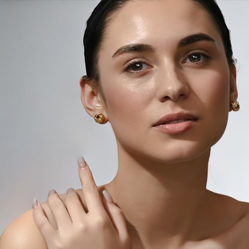 SEADAY 14K Gold Plated Hoop Stud Earrings for Women, Dainty Fashion Jewelry Accessories, Gifts for Women - color: Gold-Braided Knot