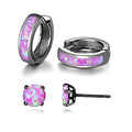 CiNily Huggie Earrings Opal Hinged Hoop Earrings Gold Plated Hypoallergenic Small Hoop Earrings for Women Teen Girls Men Sensitive Ears - color: Black Gold-Purple