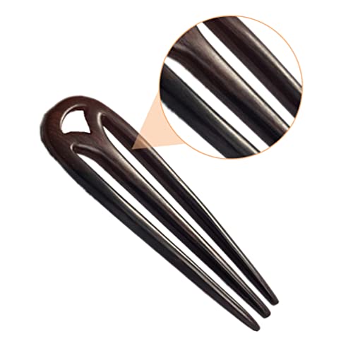 Beaupretty 3- Prong Hair Fork Carved Wood Hairpin Vintage Hair Chopstick Hair Bun Holder Hair Styling Accessory for Woman Girl ( Brown ) - color: Black