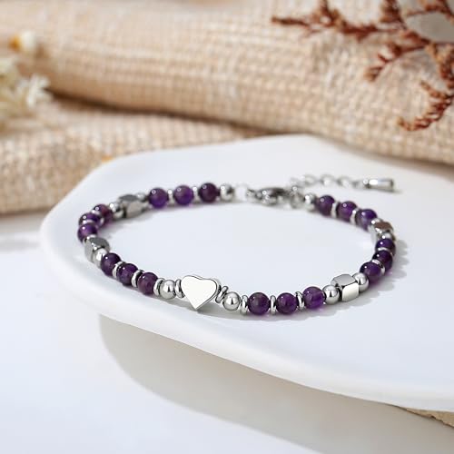TONY & SANDY Tiny Beaded Bracelets for Women, Sometimes You Forget You're Awesome Gift, Unique Gifts for Women, Mom, Daughter, Wife, Coworker, Best Friend, Bestie, Granddaughter - style: Amethyst