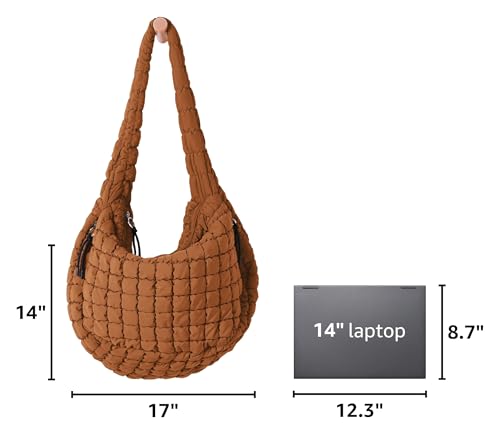 ODODOS Quilted Carryall Tote Bag for Women Crossbody Hobo Lightweight Padding Shoulder Bag - color: Glazed Ginger