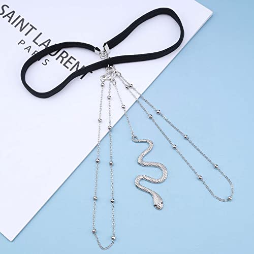 Punk Layered Snake Leg Chain Vintage Snake Thigh Leg Chain Multi Layering Thigh Chain Summer Leg Thigh Chain Punk Serpent Body Chain Rave Bikini Thigh Body Chain Jewelry for Women and Girls - color: Silver,Turquoise