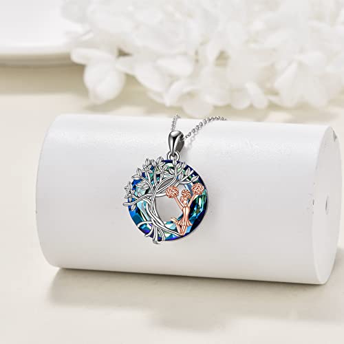 YFN Tree of Life Necklace Sterling Silver Crystal Jewelry Graduation Birthday Gifts for Women - color: Cheerleader