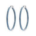 CiNily Mult-colors Crystal Stainless Steel Hoop Earring for Women Hypoallergenic Jewelry for Sensitive Ears Large Big Hoop Earrings 2" - color: Blue