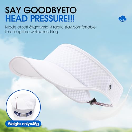 AUSFLUG Sun Visor Hat Men Women - Wide Brim Quick Dry Adjustable Cap, Lightweight for Golf Tennis Pickleball Beach - color: White