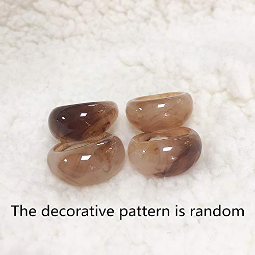 Set Resin Colorful Wide Thick Dome Knuckle Finger Stackable Joint Ring Retro Acrylic Transparent Vintage Jewelry Party Elegant Handmade Gift Diameter 18mm Stylish Bold - color: 4pcs