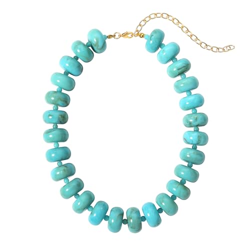 Multi-Color Chunky Beaded Necklace for Women, Vibrant Acrylic Candy Bead Choker Necklace with Adjustable Stainless Steel Clasp, Summer Statement Jewelry for Festivals - color: Green Blue