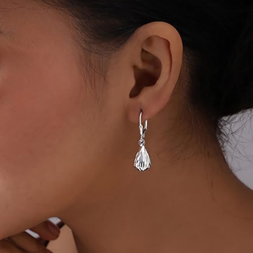 LeCalla 925 Sterling Silver Leverback Drop Earrings | Lightweight Italian Teardrop Dangle Earring for Women - color: Oval Shape Drop