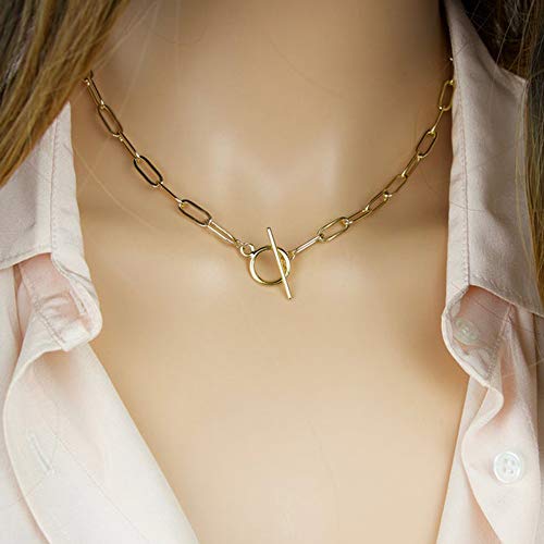 Turandoss 14K-Gold-Plated Necklaces for Women - Lock Evil Eye Medallion Vintage Coin Necklace Bee Sun Moon Shell Chain Necklace Layered Paperclip Chain Necklaces for Women Jewelry Gifts - style: "2-Toggle Clasp