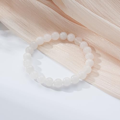 Gnamy Healing Crystal Bracelet for Women, Natural Stone Beaded Healing Crystal Bracelet Triple Protection Stress Relief Beads Jewelry Birthday Gifts Jewelry for Her - style: Moonstone