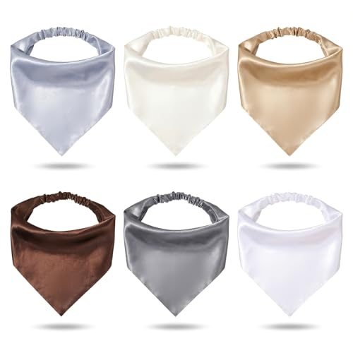 6 Pcs Triangle Head Scarf, Bandanas for Women, Headband Scarf, Headwraps Headband Boho Bandana Headbands Tie Back Headscarf for Girls Non Slip Headscarves In Assorted Colors