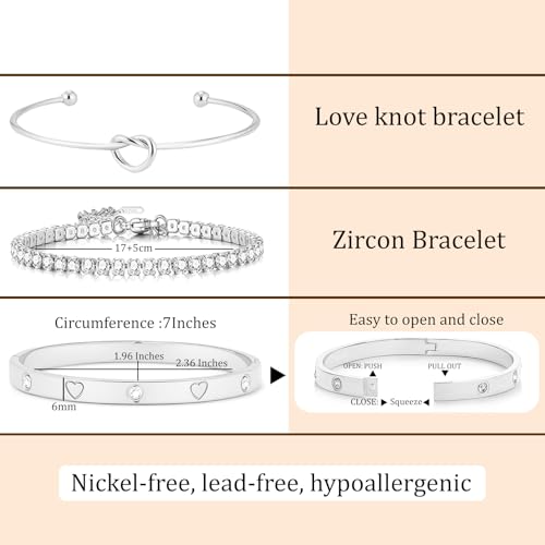 18 K Gold Plated Love Bangle Bracelet Stack Cuff Jewelry for Women Jewelry Set for Women Gift with Box - style: style17