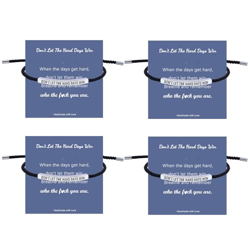 LINY Inspirational Gifts for Women Men, Dont Let The Hard Days Win Gifts, Motivational Inspirational Tube Bracelets Friendship Birthday Meaningful Gift for Friends Female - color: 4Pcs Dont Let-Tube Black+Silver