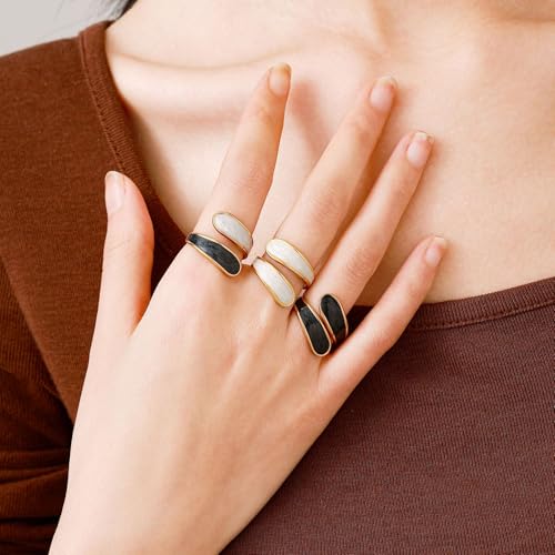 14K Gold Plated Adjustable Open Ring Dainty Cute Leaf Thumb Non Tarnish Gold Stackable Rings Vintage Unique Boho Western Turquoise Hypoallergenic Fashion Jewelry Gift - color: C