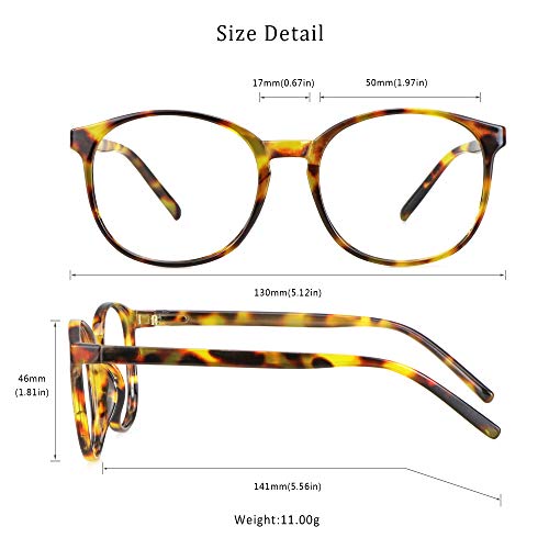 LifeArt Round Blue Light Blocking Glasses, Computer Glasses, Gaming Glasses, TV Glasses for Women Men (Brown Tortoise, No Magnification) - color: 17_days_brown Tortoise, size: +0.00(No Magnification)