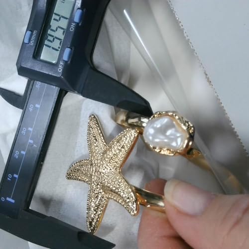 Vivian&CD 14K Gold Plated Starfish Arm Cuff for Women, Adjustable Upper Arm Bracelet Boho Beachy Statement Jewelry Summer Ocean-Themed Armband for Parties & Vacations - style: Peal