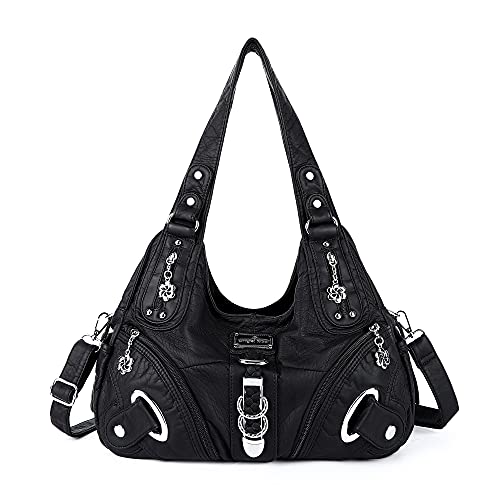 Angelkiss Hobo Purses and handbags for Women Satchel Handbag Women Purses Large Daily Shoulder Bags | Purses - color: Black