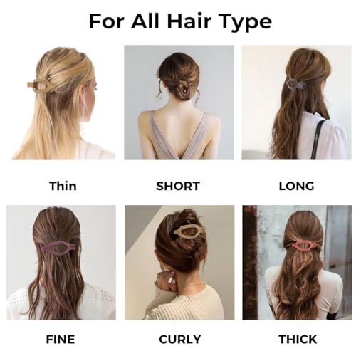 8 Pack Flat Hair Clips for Women,Matte No Crease Flat Claw Clips, Large Strong Hold Barrettes for Thick & Thin Hair, French Duckbill Styling Accessories - color: Assorted Colors