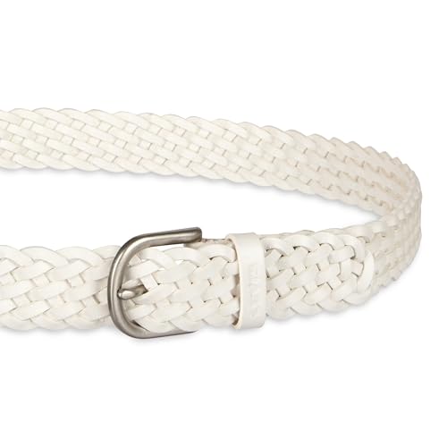 Levi's Women's Fully Adjustable Casual Leather Braided Belt for Jeans and Dresses - color: White, size: X-Large