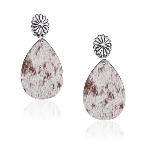 Rustic Couture's Western Earrings for Women Cowgirl Country Concho Dangling Western Statement Jewelry - color: N-Silver
