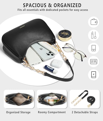 Anti-Theft Shoulder Bag for Women | RFID Crossbody Purse | Lightweight Crescent Hobo Handbag for Travel & Daily Use - color: A-black