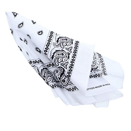 Motique Accessories Extra Large Paisley Bandana 27x27 Inch - color: White