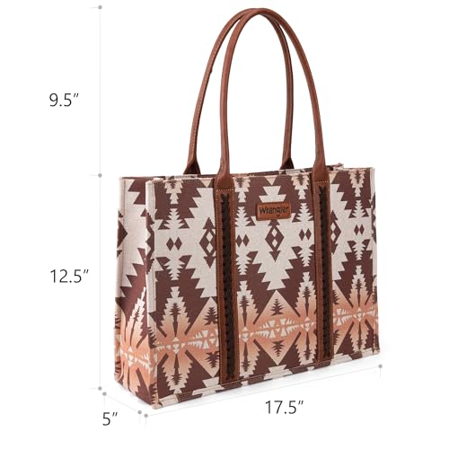 Wrangler Tote Bag for Women Western Purse and Aztec Satchel Handbag - color: Angel Diamond Camel