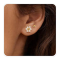 SmileBelle 2 Pairs Daisy Bow Gold Earrings Set for Women, Pearl Bow Earring for Women X Minimalist earrings Seashell Simple Dainty Earrings, Beach earring Gold Stud Earring for Women Trendy - style: Daisy earrings set