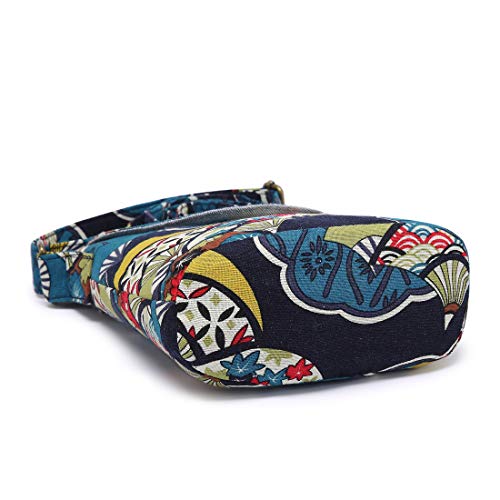 OPQRSTU Women's Retro Small Size Canvas Shoulder Bag Hippie Boho Crossbody Handbag - color: Blue