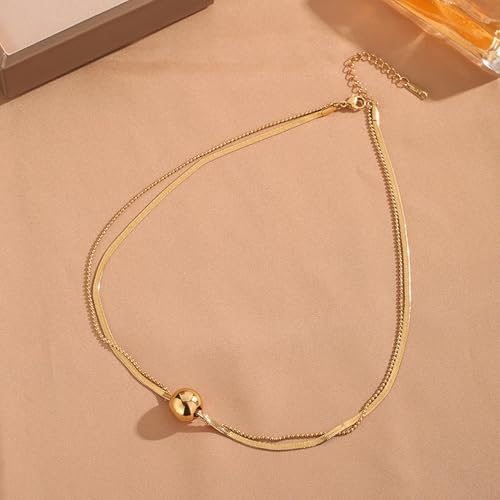 Gold Necklaces for Women Gifts - 14K Gold Plated Necklace for Women Necklaces for Her Tiny Fashion Jewelry for Teens，for Women Friends Jewelry Gifts，Necklace Gold Jewelry Birthday Gifts - style: Double layer golden round bead necklace