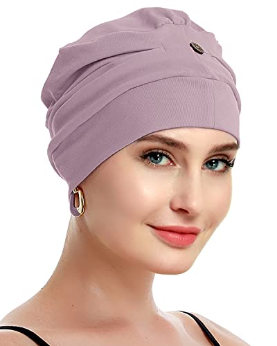 osvyo Cotton Chemo Turbans for Women Cancer Hairloss hat - Cotton Lightweight Headwear Sealed Packaging - color: Cotton Light Apricot Blush