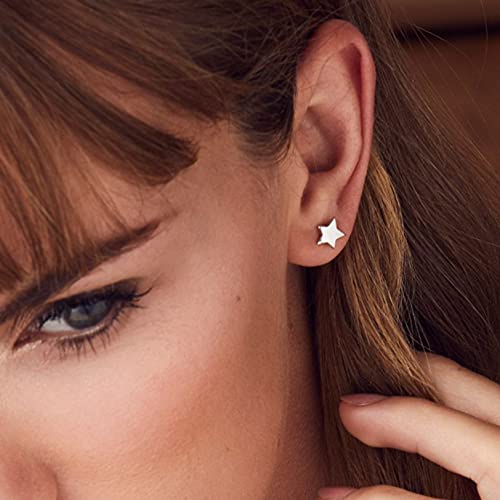 3 Pairs 925 Sterling Silver Star Stud Earrings for Women,Tiny Simple Geometric Stud Earrings Set Small Hypoallergenic Cartilage Tragus Ear Jewellery for Men (3/4/5mm) - color: 08 Silver-3Pairs-4/5/6mm
