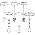 Fumete 6 pcs Finger Ring Bracelet Linked Rhinestone Hand Harness Chain Slave Bracelet with Ring Everyday Jewelry for Women - color: Black, style: Classic